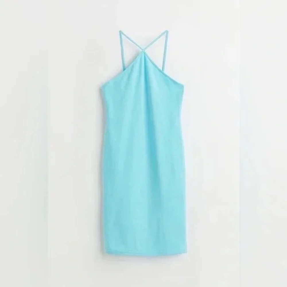 H&M | Halter Cotton Dress Light Turquoise Size XXL - Picture 6 of 7